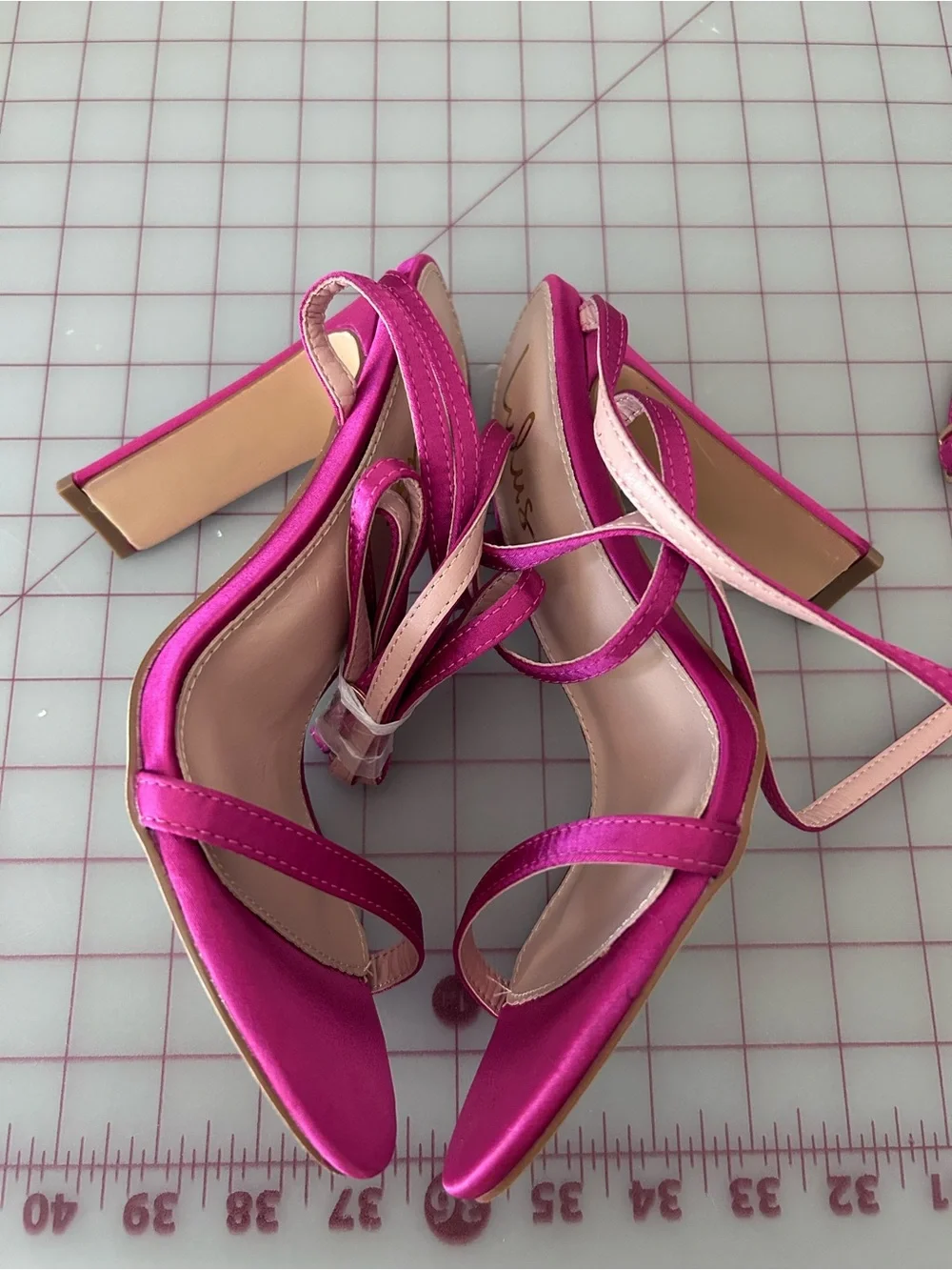Lulu's Fuchsia Satin Strappy Heeled Sandals NWOT